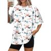 image:imageWIHOLL Oversized Tshirts for Women Summer Tops Short Sleeve T Shirts Beach Vacation Clothes Travel Outfits Fashion 2026Pink Desert
