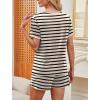 image:imageWIHOLL Pajamas for Women Set Two Piece Lounge Summer Outfits Short Sleeve Tops amp Shorts Soft Sleepwear Chest Pocket 2026Black  Apricot Stripes