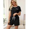 image:imageWIHOLL Pajamas for Women Set Two Piece Lounge Summer Outfits Short Sleeve Tops amp Shorts Soft Sleepwear Chest Pocket 2026Black