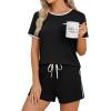 image:imageWIHOLL Pajamas for Women Set Two Piece Lounge Summer Outfits Short Sleeve Tops amp Shorts Soft Sleepwear Chest Pocket 2026Black