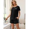 image:imageWIHOLL Pajamas for Women Set Two Piece Lounge Summer Outfits Short Sleeve Tops amp Shorts Soft Sleepwear Chest Pocket 2026Black