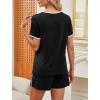 image:imageWIHOLL Pajamas for Women Set Two Piece Lounge Summer Outfits Short Sleeve Tops amp Shorts Soft Sleepwear Chest Pocket 2026Black
