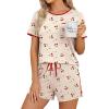 image:imageWIHOLL Pajamas for Women Set Two Piece Lounge Summer Outfits Short Sleeve Tops amp Shorts Soft Sleepwear Chest Pocket 2026Cherries