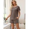 image:imageWIHOLL Pajamas for Women Set Two Piece Lounge Summer Outfits Short Sleeve Tops amp Shorts Soft Sleepwear Chest Pocket 2026Coffee