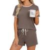 image:imageWIHOLL Pajamas for Women Set Two Piece Lounge Summer Outfits Short Sleeve Tops amp Shorts Soft Sleepwear Chest Pocket 2026Coffee