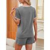 image:imageWIHOLL Pajamas for Women Set Two Piece Lounge Summer Outfits Short Sleeve Tops amp Shorts Soft Sleepwear Chest Pocket 2026Grey