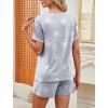 image:imageWIHOLL Pajamas for Women Set Two Piece Lounge Summer Outfits Short Sleeve Tops amp Shorts Soft Sleepwear Chest Pocket 2026Grey Pink Stars