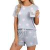 image:imageWIHOLL Pajamas for Women Set Two Piece Lounge Summer Outfits Short Sleeve Tops amp Shorts Soft Sleepwear Chest Pocket 2026Grey Pink Stars