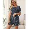 image:imageWIHOLL Pajamas for Women Set Two Piece Lounge Summer Outfits Short Sleeve Tops amp Shorts Soft Sleepwear Chest Pocket 2026Grey White Stars