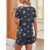 image:imageWIHOLL Pajamas for Women Set Two Piece Lounge Summer Outfits Short Sleeve Tops amp Shorts Soft Sleepwear Chest Pocket 2026Grey White Stars