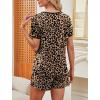 image:imageWIHOLL Pajamas for Women Set Two Piece Lounge Summer Outfits Short Sleeve Tops amp Shorts Soft Sleepwear Chest Pocket 2026Leopard Print Black  Brown