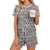 image:imageWIHOLL Pajamas for Women Set Two Piece Lounge Summer Outfits Short Sleeve Tops amp Shorts Soft Sleepwear Chest Pocket 2026Leopard Print Black  White