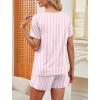 image:imageWIHOLL Pajamas for Women Set Two Piece Lounge Summer Outfits Short Sleeve Tops amp Shorts Soft Sleepwear Chest Pocket 2026Pink and White Stripes