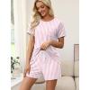 image:imageWIHOLL Pajamas for Women Set Two Piece Lounge Summer Outfits Short Sleeve Tops amp Shorts Soft Sleepwear Chest Pocket 2026Pink and White Stripes