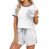 image:imageWIHOLL Pajamas for Women Set Two Piece Lounge Summer Outfits Short Sleeve Tops amp Shorts Soft Sleepwear Chest Pocket 2026White Polka Dots