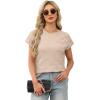 image:imageWIHOLL Short Sleeve Sweater for Women Crew Neck Trendy Summer Tops 2026 Travel Business Casual Spring Outfits with PocketApricot