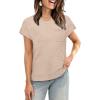 image:imageWIHOLL Short Sleeve Sweater for Women Crew Neck Trendy Summer Tops 2026 Travel Business Casual Spring Outfits with PocketApricot