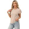 image:imageWIHOLL Short Sleeve Sweater for Women Crew Neck Trendy Summer Tops 2026 Travel Business Casual Spring Outfits with PocketApricot