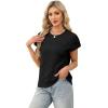 image:imageWIHOLL Short Sleeve Sweater for Women Crew Neck Trendy Summer Tops 2026 Travel Business Casual Spring Outfits with PocketBlack