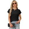 image:imageWIHOLL Short Sleeve Sweater for Women Crew Neck Trendy Summer Tops 2026 Travel Business Casual Spring Outfits with PocketBlack