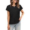 image:imageWIHOLL Short Sleeve Sweater for Women Crew Neck Trendy Summer Tops 2026 Travel Business Casual Spring Outfits with PocketBlack