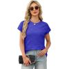 image:imageWIHOLL Short Sleeve Sweater for Women Crew Neck Trendy Summer Tops 2026 Travel Business Casual Spring Outfits with PocketBlue