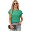 image:imageWIHOLL Short Sleeve Sweater for Women Crew Neck Trendy Summer Tops 2026 Travel Business Casual Spring Outfits with PocketGreen