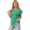 image:imageWIHOLL Short Sleeve Sweater for Women Crew Neck Trendy Summer Tops 2026 Travel Business Casual Spring Outfits with PocketGreen