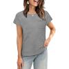 image:imageWIHOLL Short Sleeve Sweater for Women Crew Neck Trendy Summer Tops 2026 Travel Business Casual Spring Outfits with PocketGrey