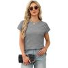 image:imageWIHOLL Short Sleeve Sweater for Women Crew Neck Trendy Summer Tops 2026 Travel Business Casual Spring Outfits with PocketGrey