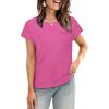 image:imageWIHOLL Short Sleeve Sweater for Women Crew Neck Trendy Summer Tops 2026 Travel Business Casual Spring Outfits with PocketHot Pink