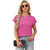 image:imageWIHOLL Short Sleeve Sweater for Women Crew Neck Trendy Summer Tops 2026 Travel Business Casual Spring Outfits with PocketHot Pink