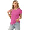 image:imageWIHOLL Short Sleeve Sweater for Women Crew Neck Trendy Summer Tops 2026 Travel Business Casual Spring Outfits with PocketHot Pink
