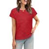 image:imageWIHOLL Short Sleeve Sweater for Women Crew Neck Trendy Summer Tops 2026 Travel Business Casual Spring Outfits with PocketRed
