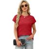 image:imageWIHOLL Short Sleeve Sweater for Women Crew Neck Trendy Summer Tops 2026 Travel Business Casual Spring Outfits with PocketRed