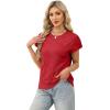 image:imageWIHOLL Short Sleeve Sweater for Women Crew Neck Trendy Summer Tops 2026 Travel Business Casual Spring Outfits with PocketRed