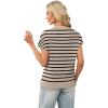 image:imageWIHOLL Short Sleeve Sweater for Women Crew Neck Trendy Summer Tops 2026 Travel Business Casual Spring Outfits with PocketStriped Apricot Black