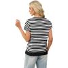 image:imageWIHOLL Short Sleeve Sweater for Women Crew Neck Trendy Summer Tops 2026 Travel Business Casual Spring Outfits with PocketStriped Black White