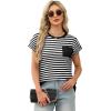 image:imageWIHOLL Short Sleeve Sweater for Women Crew Neck Trendy Summer Tops 2026 Travel Business Casual Spring Outfits with PocketStriped Black White
