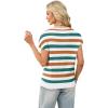 image:imageWIHOLL Short Sleeve Sweater for Women Crew Neck Trendy Summer Tops 2026 Travel Business Casual Spring Outfits with PocketStriped White Green