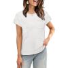 image:imageWIHOLL Short Sleeve Sweater for Women Crew Neck Trendy Summer Tops 2026 Travel Business Casual Spring Outfits with PocketWhite