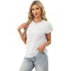 image:imageWIHOLL Short Sleeve Sweater for Women Crew Neck Trendy Summer Tops 2026 Travel Business Casual Spring Outfits with PocketWhite