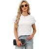 image:imageWIHOLL Short Sleeve Sweater for Women Crew Neck Trendy Summer Tops 2026 Travel Business Casual Spring Outfits with PocketWhite