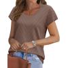 image:imageWIHOLL Short Sleeve Sweater for Women Scoop Neck Trendy Summer Tops 2026 Travel Business Casual OutfitsCoffee