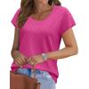 image:imageWIHOLL Short Sleeve Sweater for Women Scoop Neck Trendy Summer Tops 2026 Travel Business Casual OutfitsHot Pink