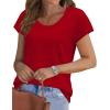 image:imageWIHOLL Short Sleeve Sweater for Women Scoop Neck Trendy Summer Tops 2026 Travel Business Casual OutfitsRed