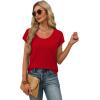 image:imageWIHOLL Short Sleeve Sweater for Women Scoop Neck Trendy Summer Tops 2026 Travel Business Casual OutfitsRed