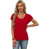 image:imageWIHOLL Short Sleeve Sweater for Women Scoop Neck Trendy Summer Tops 2026 Travel Business Casual OutfitsRed
