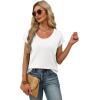 image:imageWIHOLL Short Sleeve Sweater for Women Scoop Neck Trendy Summer Tops 2026 Travel Business Casual OutfitsWhite