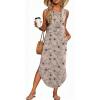 image:imageWIHOLL Summer Dresses for Women 2026 Hawaiian Beach Vacation Clothes Casual Sleeveless Maxi Long Sundresses with PocketsApricot Floral